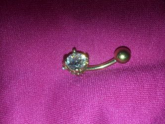 Gold belly ring with rhinestone