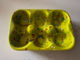 Ceramic Egg Tray with Splatter Glaze
