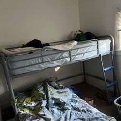 Metal Loft Bunk Bed With Mattress 
