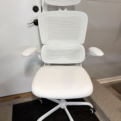 Brand New White Mesh Tall Back Ergonomic Office Chair w/Flip Up Armrests & Adjustable 3D Lumbar 