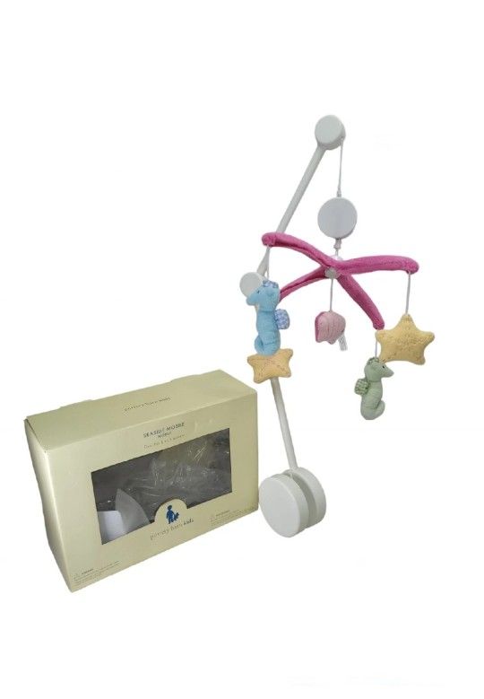 Pottery Barn Kids Seaside Mobile Musical Plush Wooden - Nursery- Open Box