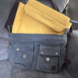 Canvas and Leather Rugged Messenger Bag
