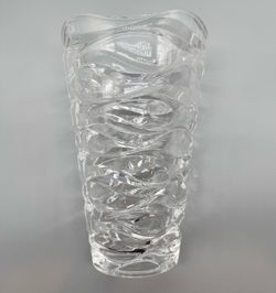 Mikasa Atlantic Crystal Vase Clear Wavy Pattern 10”