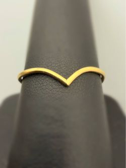 10k solid yellow gold ‘V’- shape Boho Chevron wishbone Ring curved wedding band sz9.5
