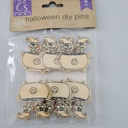  DIY Wood Halloween  Pins 6pc
