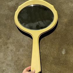 Antique Ivory Colored Pyralin Dubarry Beveled Glass Hand Held Vanity Mirror USA