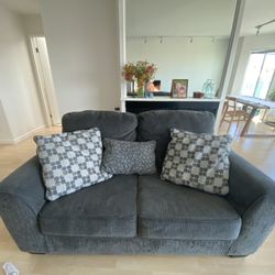 Navy Couch With Reversible Pillows 