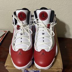 Jordan 6 Rings Size 13 White/red/black