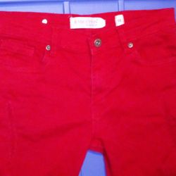 Evolution In Design Red Distressed Jeans Size 18