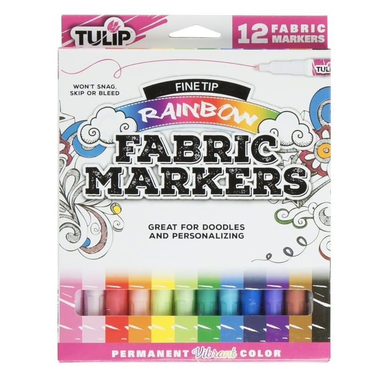 BNIB Tulip Fine Tip Rainbow Fabric Markers 12pk