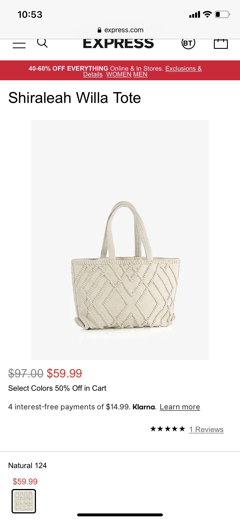 Express Tote Hand Bag. Brand New. MRSP Is $97
