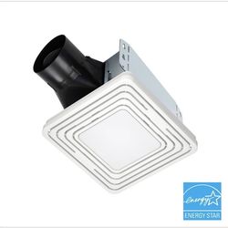 Roomside Series, White, 50 CFM, No Cut- Roomside Installation Bathroom Fan with Light, ENERGY STAR, Bathroom Exhaust Fan