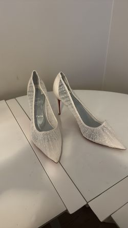 Christian Louboutin Women's Kate Draperia 85 Sequined Pumps - White 10.5