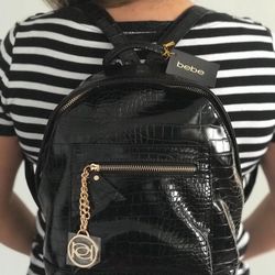 Women’s “ Bebe “  Rena Crock Backpack Faux Leather In Black ,$/ 70.00 , original price $/ 99.00.🙂🌼