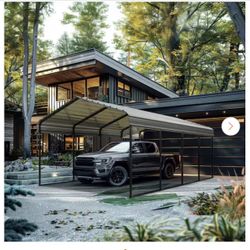 12 ft. W x 20 ft. D Galvanized Steel Carport Car Canopy Shelter