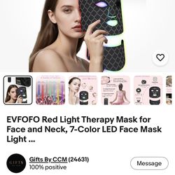 EVFOFO Red Mask for Face and Neck, 7-Color LED Face Mask Light ...