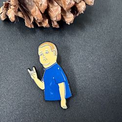 Funny Guy In Blue Shirt Anime Pin Brooch 