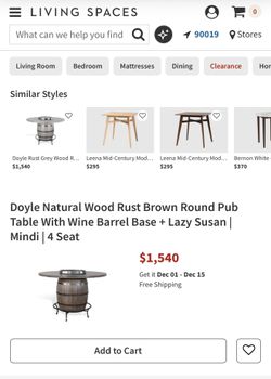 Barrel Table With Lazy Susan And 4 Chairs