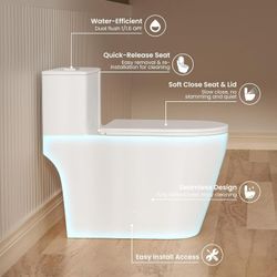 17-inch ADA comfortable height toilet, 1.1/1.6 gallon per flush, 12-inch rough-in, dual flush buttons, gold
