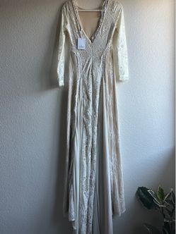 Lulus Ivory Lace Long Sleeve Maxi Dress