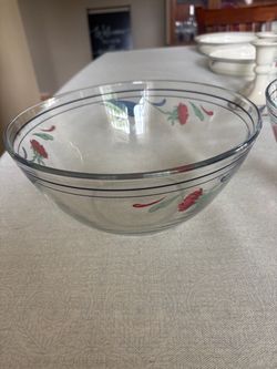 Lenox Poppies on Blue Glass Serving Bowls – Set of 2 – Discontinued Pattern