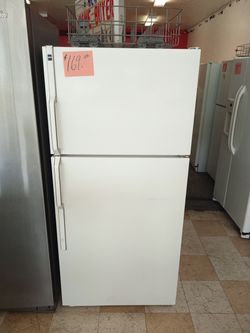 GE Refrigerator white clean works great . Warranty . Delivery available . 2203 Fowler st. Ft. Myers 33901