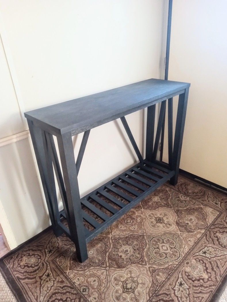 DARK BLUE SOLID WOOD RUSTIC FARMHOUSE STYLE SOFA TABLE/ ENTRYWAY TABLE 