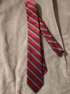 Red and Gray Striped Necktie