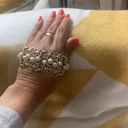 Bracelet With Faux Pearls