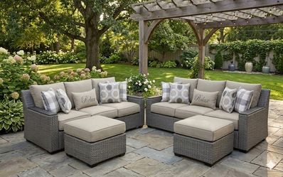 3 seater couches with 2 matching ottomans outdoor patio furniture set