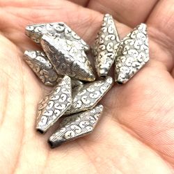 Sterling 7 Fancy Bicone Bead Lot