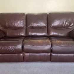 Leather sofa and love seat with 4 power electric recliner seats - $500 OBO