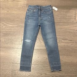 GAP Blue Ankle Cropped Jeans with Distressed Detail 