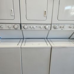 GE Natural Gas Stackable Washer Dryer Heavy Duty In Excellent Working Condition 