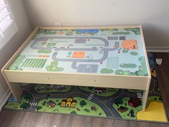 Kids Wooden Play Table with City Map Surface