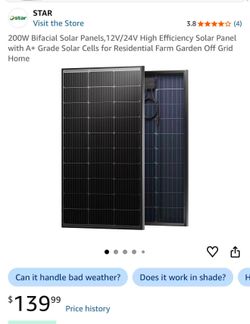 200W Bifacial Solar Panels,12V/24V High Efficiency Solar Panel with A+ Grade Solar Cells for Residential Farm Garden Off Grid Home