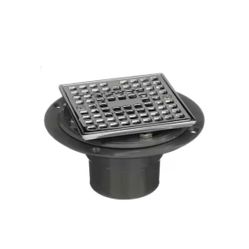 Oatey Round Gray PVC Shower Drain with 4-3/16 in. Square Screw-In Chrome Drain Cover=P4-494