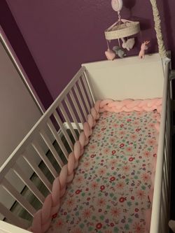 IKEA white crib with mattress