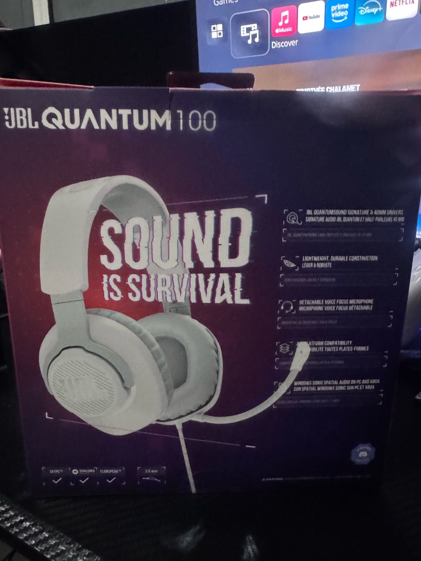 Jbl QUANTUM 100s gaming headset wired.