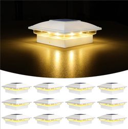 (Brand New in Box)  VOLISUN White Solar Post Cap Lights, Warm White Fence Lights 12 Pack Solar powered waterproof lamps fit 4x4/6x6 wooden & 4x4/5x5 v