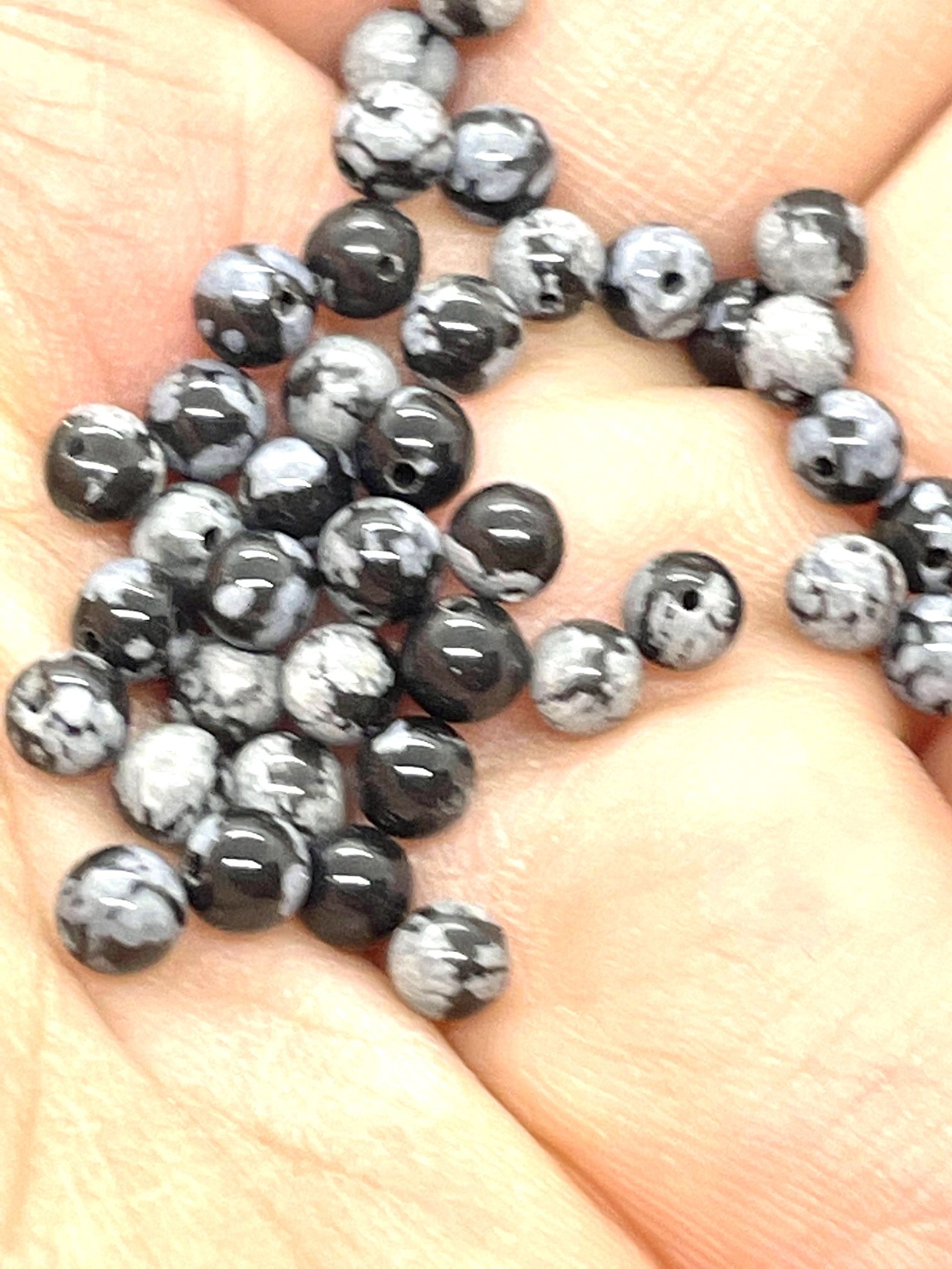 Lot Of 145 Snowflake Obsidian Beads
