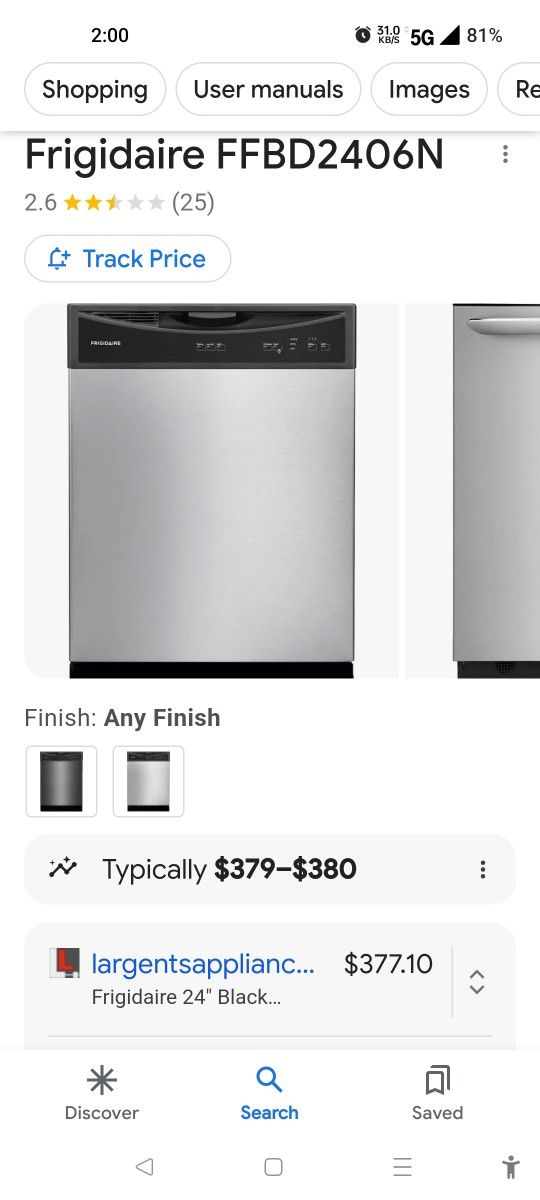 Frigidaire FFBD2406NB dishwasher!