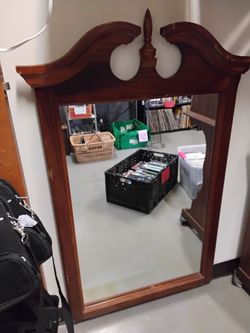Vintage Broyhill Federal Style Broken Arch Pediment Dresser Mirror $100 Or Best Offer