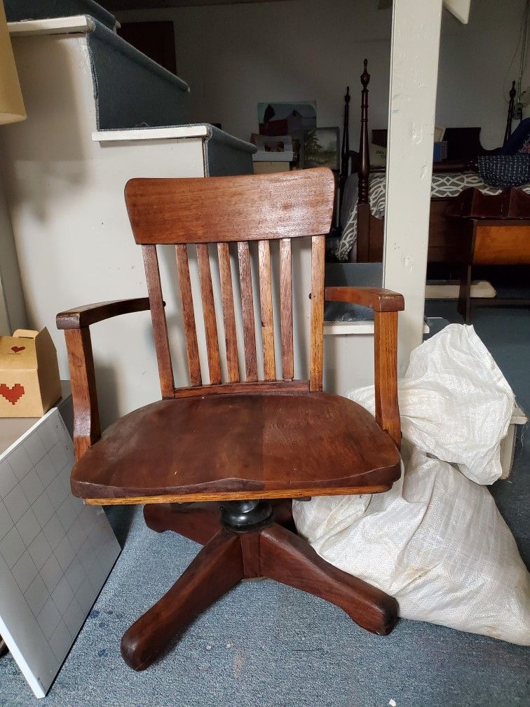 Antique Wood Desk Chair