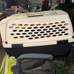 Petmate Vari Small Plastic Portable Dog Kennel Airline Friendly Pet Carrier, 24" for Pets 10-20 lb, Taupe/Black