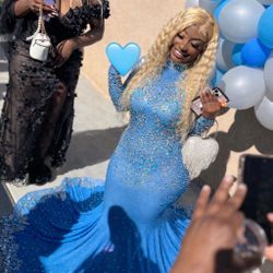 Prom Dress (Blue Rhinestone Dress )