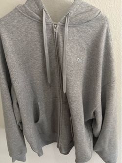 alo mens jacket + cuffed sweatpants set XL grey colorway