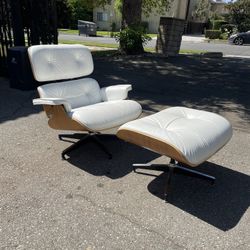 White Eames Style Lounge Chair & Ottoman