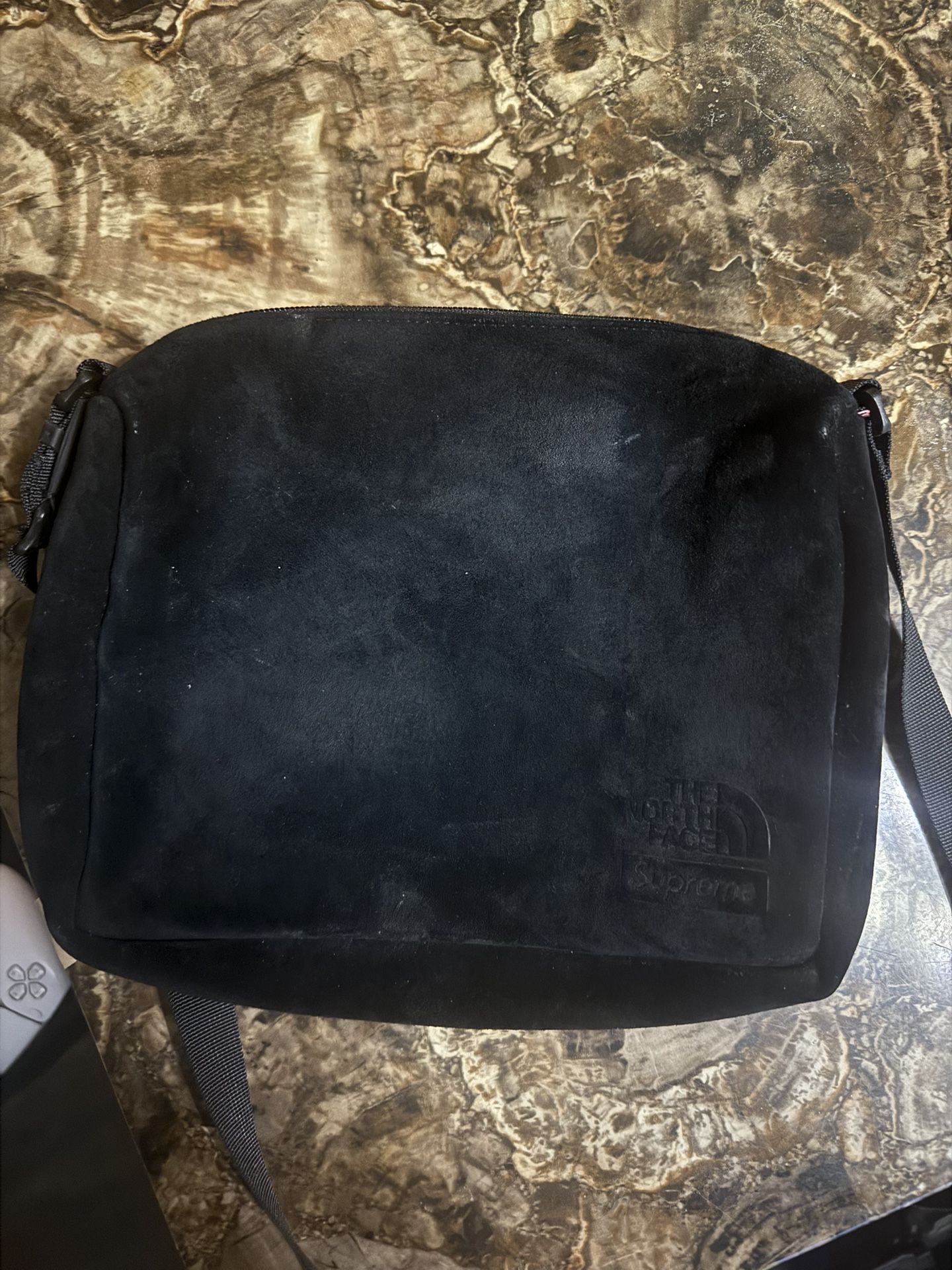supreme x the north face suede shoulder bag