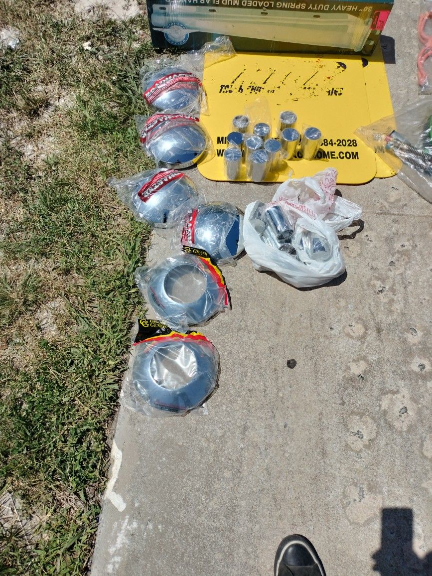 sami truck stuff hub caps bolt covers mud flaps hook ups spring loaded mud flaps hangers etc